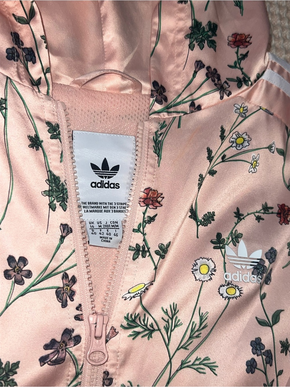 Adidas Originals DN9090 Floral Oversized Anorak Windbreaker Hoodie M - Picture 4 of 9